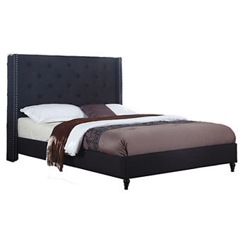 Best Master Furniture Valentina Linen Fabric Upholstered Wingback Platform Bed