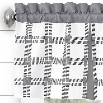 Kate Aurora Windowpane Plaid Country Farmhouse Kitchen Curtain Tier and Valance