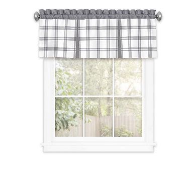Kate Aurora Windowpane Plaid Country Farmhouse Kitchen Curtain Tier and Valance