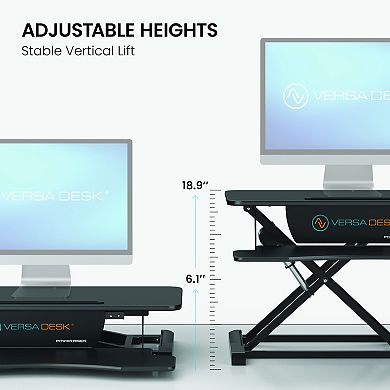 VersaDesk Power Riser 32"W Electric Adjustable Standing Desk Converter, Black