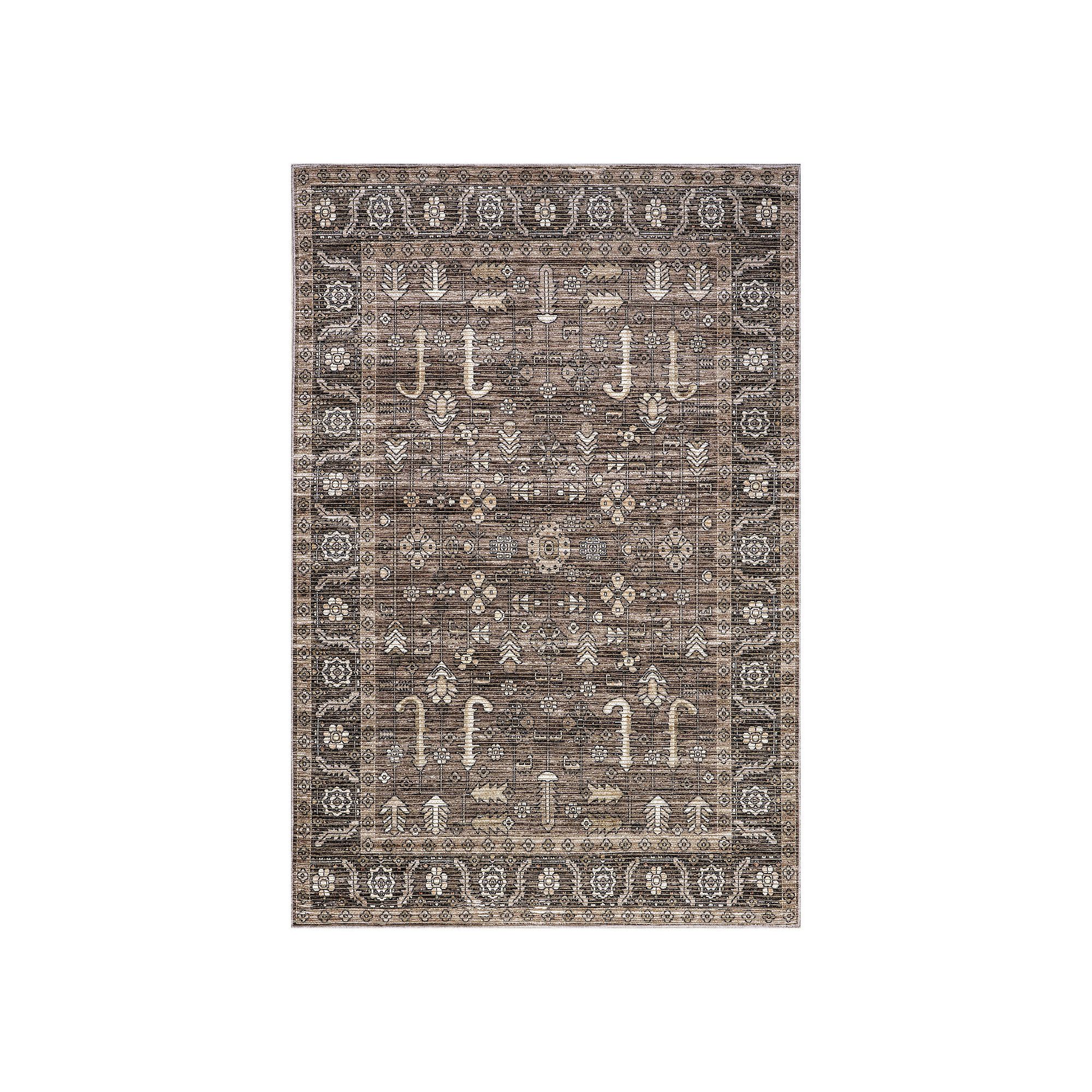Rugs USA Redwood Vintage Machine Washable Area Rug, Brown