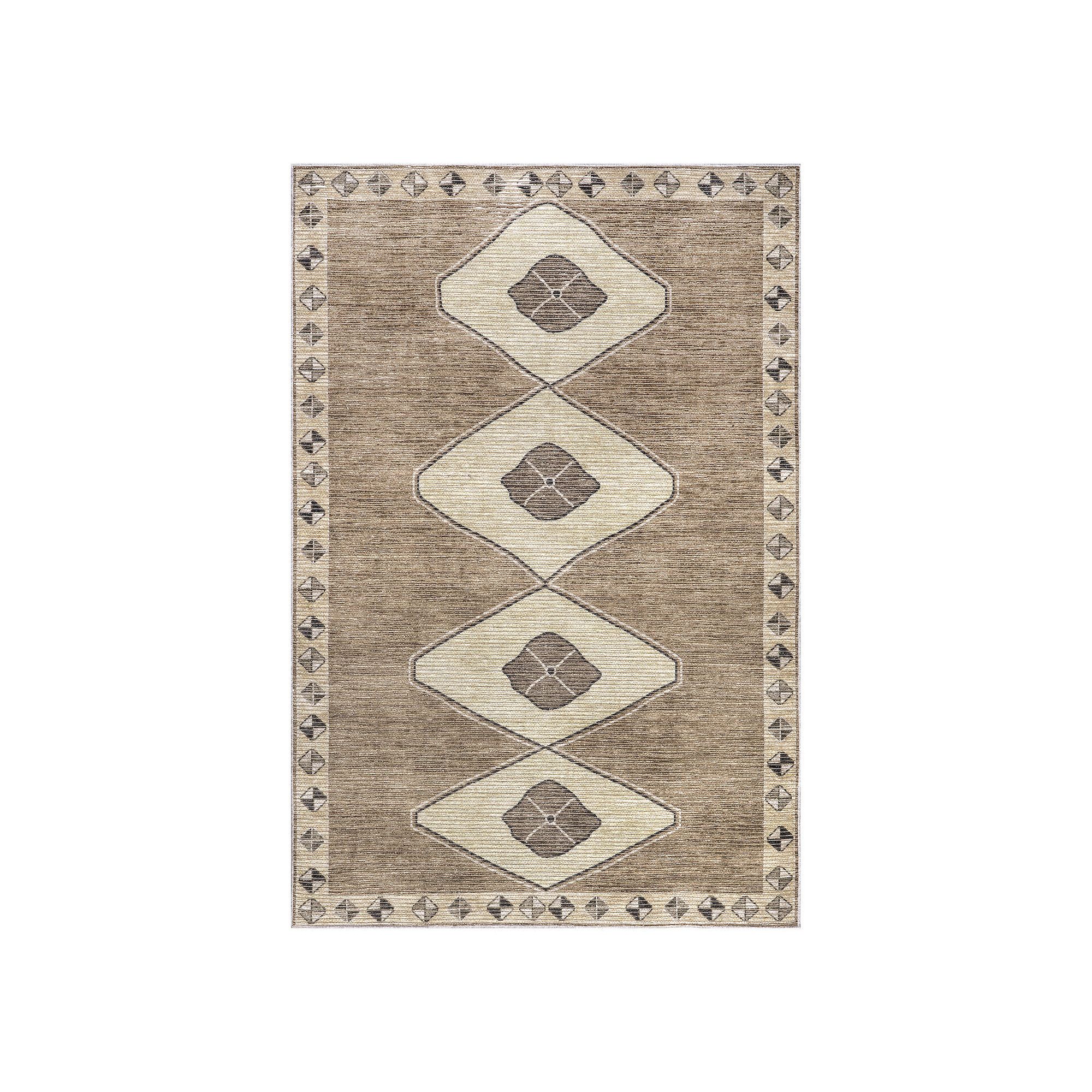 Rugs USA Fennel Diamond Machine Washable Area Rug, Light Brown