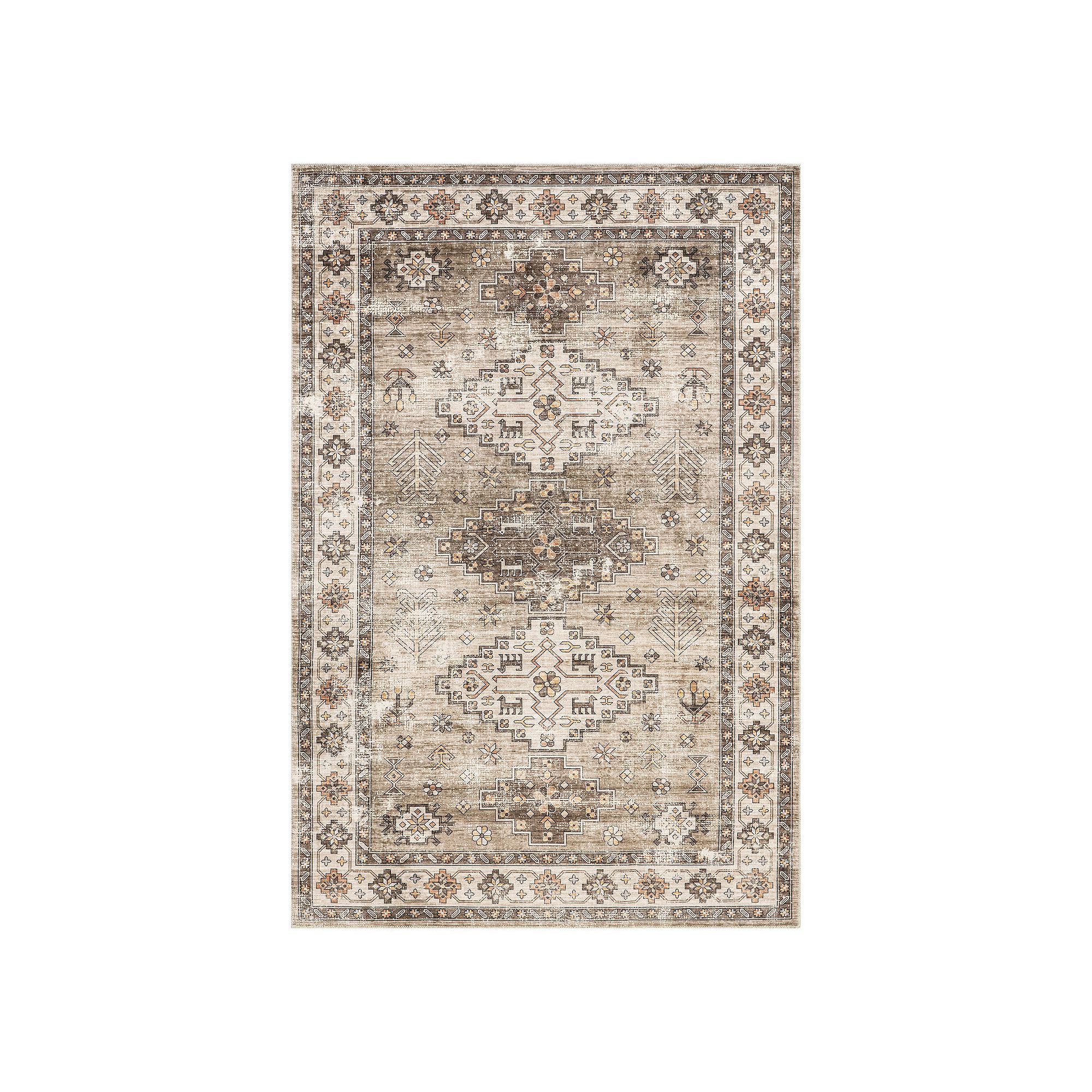 Rugs USA Barbary Distressed Machine Washable Area Rug, Beige