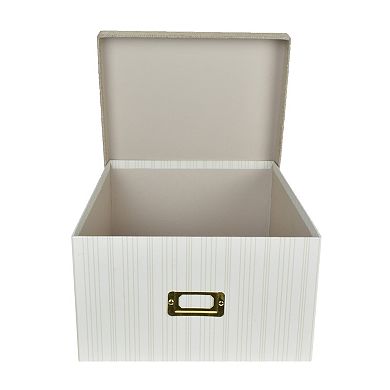 Small Burlap Lid Striped Paper Storage Box