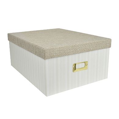 Small Burlap Lid Striped Paper Storage Box