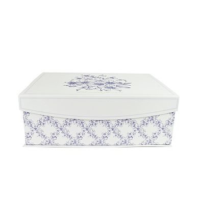 Large Blue Floral Hinge Paper Storage Box