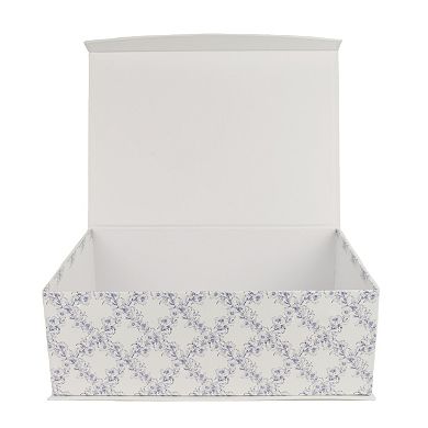 Large Blue Floral Hinge Paper Storage Box