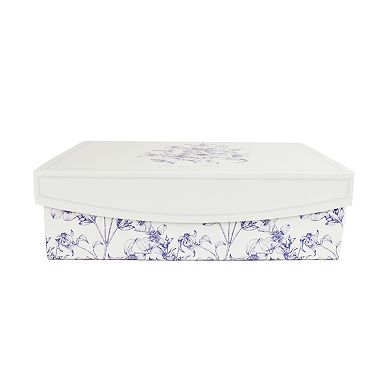 Small Blue Floral Hinge Paper Storage Box