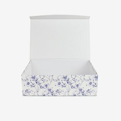 Small Blue Floral Hinge Paper Storage Box