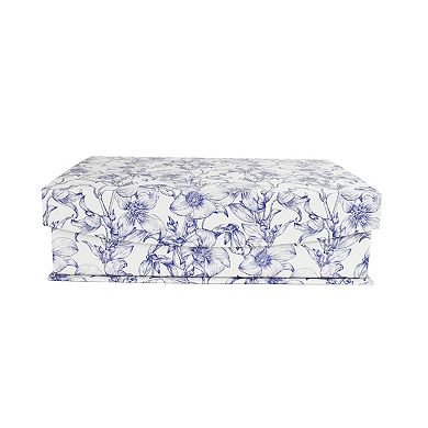 X-Small Blue Floral Hinge Paper Storage Box