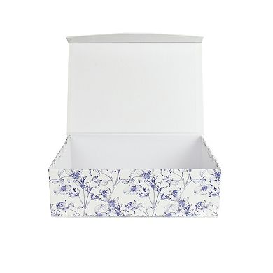 X-Small Blue Floral Hinge Paper Storage Box
