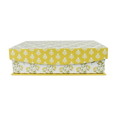 Yellow Patterned Hinge Paper Storage Box