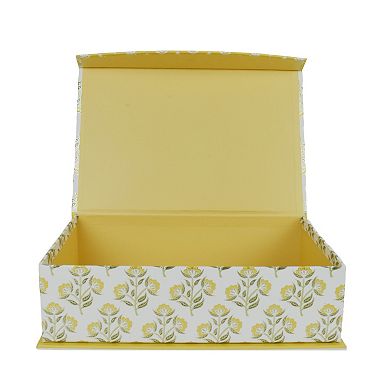 Yellow Patterned Hinge Paper Storage Box