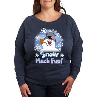 Plus Size Frosty The Snowman Much Fun French Terry Long Sleeve Tee
