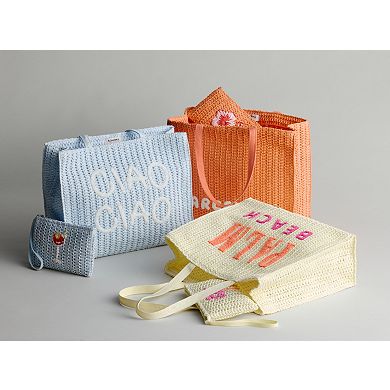 Sonoma Goods For Life® Maya Straw Verbiage Tote & Wristlet Set
