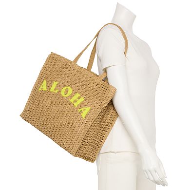 Sonoma Goods For Life® Maya Straw Verbiage Tote & Wristlet Set