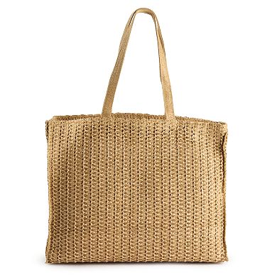 Sonoma Goods For Life® Maya Straw Verbiage Tote & Wristlet Set