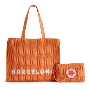 Sonoma Goods For Life® Maya Straw Verbiage Tote & Wristlet Set