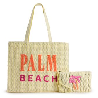 Sonoma Goods For Life® Maya Straw Verbiage Tote & Wristlet Set