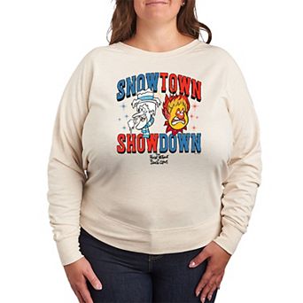 Plus Size The Year Without a Santa Claus Snow Town Showdown French Terry Long Sleeve Tee