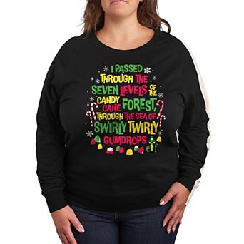 Plus Size Elf Candy Cane Forest Tee French Terry Long Sleeve Tee