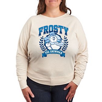 Plus Size Frosty The Snowman Collegiate French Terry Long Sleeve Tee