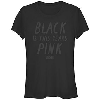 Juniors' Wicked Black Is This Years Pink Fitted Graphic Tee