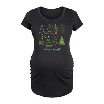 Maternity Merry & Bright Christmas Tree Graphic Tee