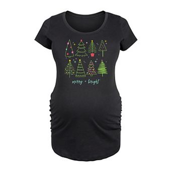 Maternity Merry & Bright Christmas Tree Graphic Tee
