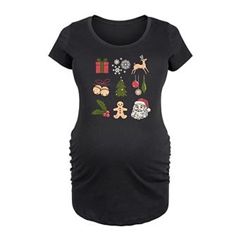 Maternity Christmas Icon Grid Graphic Tee