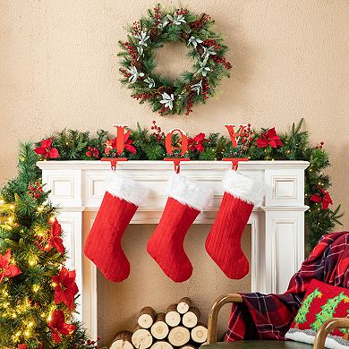 Glitzhome Set Of 3 Christmas Metal Joy Stocking Holders