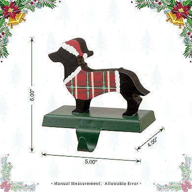 Glitzhome 5.9" H Christmas Dachhound Stocking Holder for Fireplace Mantel Stand