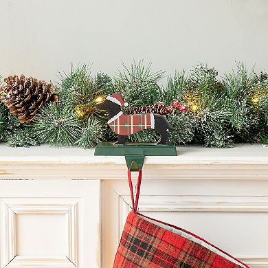 Glitzhome 5.9" H Christmas Dachhound Stocking Holder for Fireplace Mantel Stand