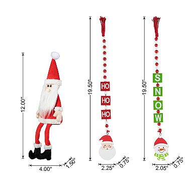 Glitzhome Christmas Wooden Word Signs And Fabric Santa Tiered Tray Set Table Décor