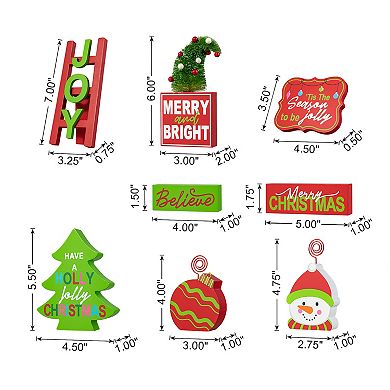 Glitzhome Christmas Wooden Word Signs And Fabric Santa Tiered Tray Set Table Décor
