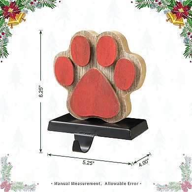 Glitzhome 6.3" H Christmas Paw Stocking Holder for Fireplace Mantel Stand Hanger