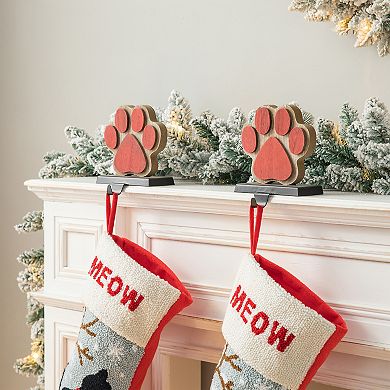 Glitzhome 6.3" H Christmas Paw Stocking Holder for Fireplace Mantel Stand Hanger