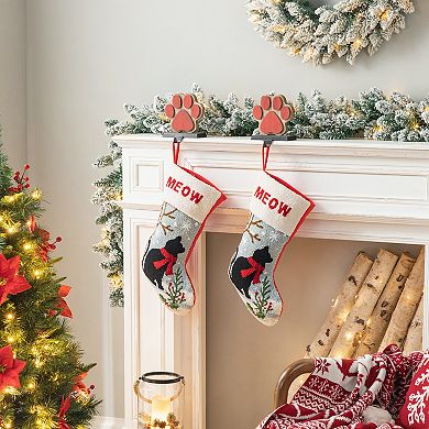 Glitzhome 6.3" H Christmas Paw Stocking Holder for Fireplace Mantel Stand Hanger