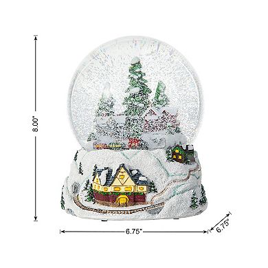 Glitzhome 150mm Lighted Christmas Musical Snow Globe,Oversized Snowflakes Village Scene Waterglobe