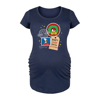 Maternity Peanuts Snoopy Don't Open Until Christmas Graphic Tee