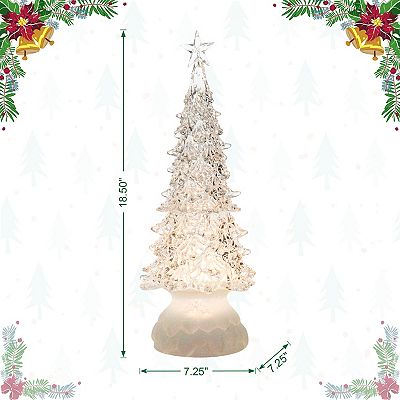 Glitzhome 18.5”H Christmas Lighted Acrylic Rotating Table Tree