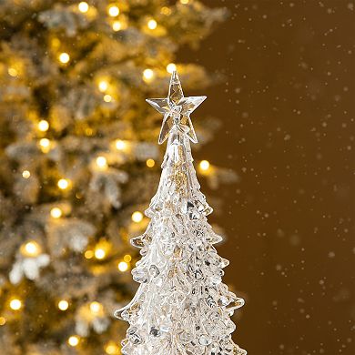 Glitzhome 18.5”H Lighted Christmas Rotating Table Tree, Acrylic Tabletop Christmas Tree Centerpiece