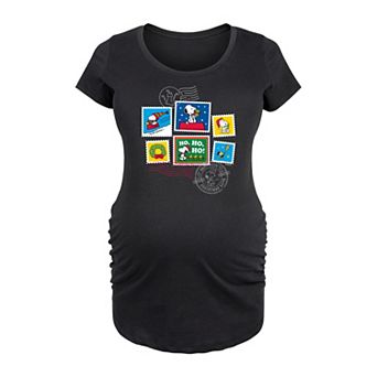 Maternity Peanuts Snoopy Holiday Stamp Grid Graphic Tee