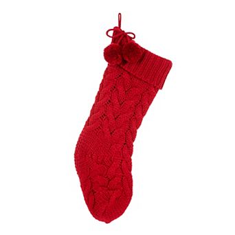Glitzhome Set of 2 Knitted Christmas Stockings, 24" L Hanging Xmas Stockings for Christmas Holiday