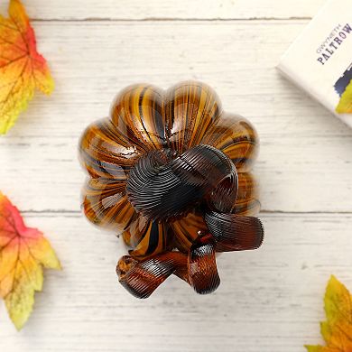 Glitzhome Hand Blown Glass Pumpkin Table Accent For Fall Harvest Thanksgiving Halloween Decorations