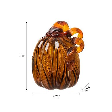 Glitzhome Hand Blown Glass Pumpkin Table Accent For Fall Harvest Thanksgiving Halloween Decorations