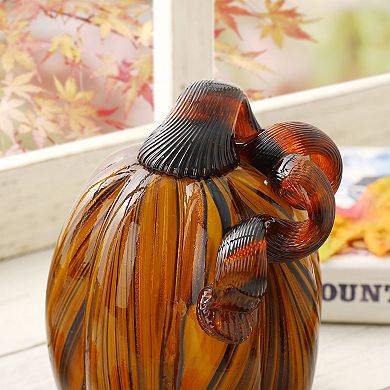 Glitzhome Hand Blown Glass Pumpkin Table Accent For Fall Harvest Thanksgiving Halloween Decorations