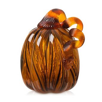 Glitzhome Hand Blown Glass Pumpkin Table Accent For Fall Harvest Thanksgiving Halloween Decorations