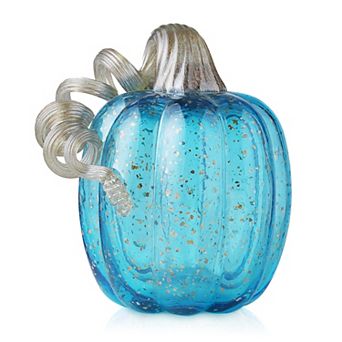 Glitzhome Hand Blown Glass Pumpkin Table Accent For Fall Harvest Thanksgiving Halloween Decorations