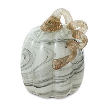 Glitzhome Hand Blown Glass Pumpkin Table Accent For Fall Harvest Thanksgiving Halloween Decorations
